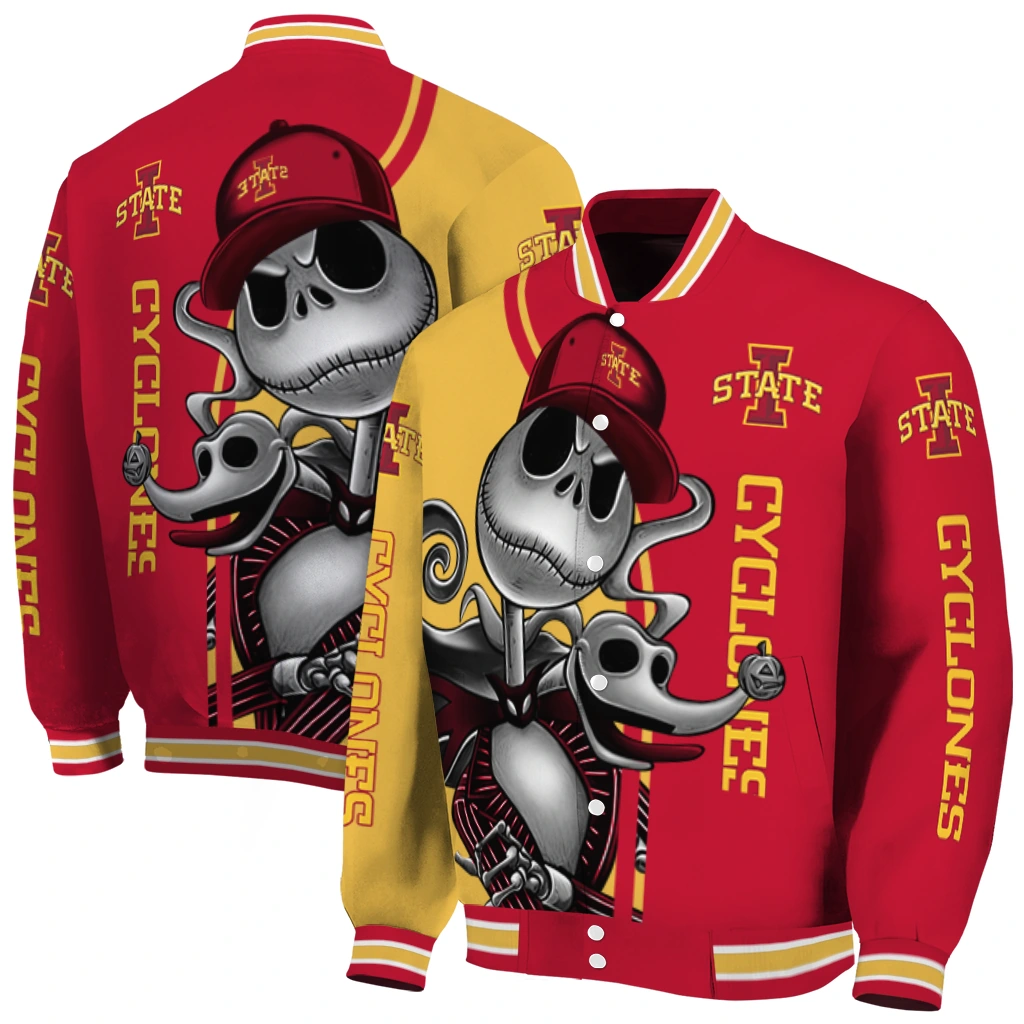 iowa state cyclones spooky grin red varsity jacket fashion forward iowa state cyclones spooky grin red varsity jacket fashion forward