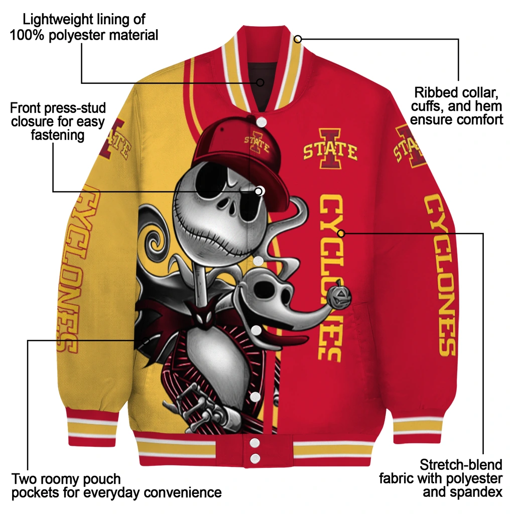 iowa state cyclones spooky grin red varsity jacket new arrival iowa state cyclones spooky grin red varsity jacket new arrival