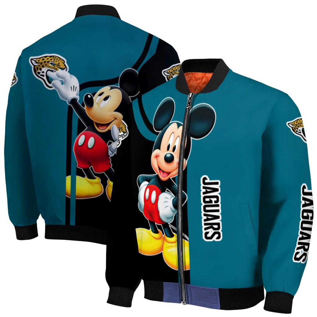 jacksonville jaguars mickey mouse teal bomber jacket best selling jacksonville jaguars mickey mouse teal bomber jacket best selling