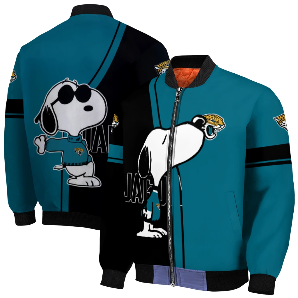 jacksonville jaguars snoopy attitude teal bomber jacket best selling jacksonville jaguars snoopy attitude teal bomber jacket best selling