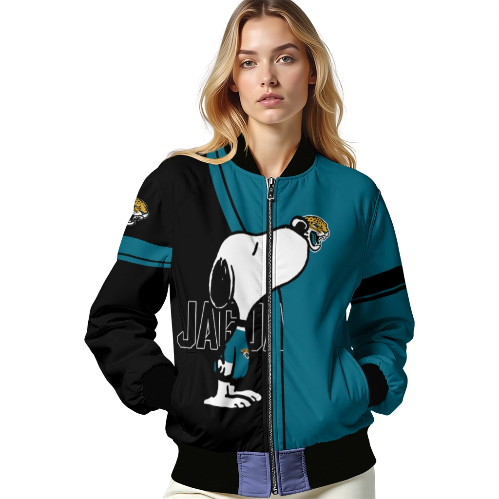 jacksonville jaguars snoopy attitude teal bomber jacket latest model jacksonville jaguars snoopy attitude teal bomber jacket latest model