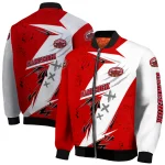 jacksonville state gamecocks ripped bolt red white bomber jacket best selling