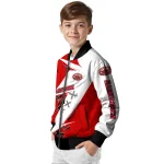 jacksonville state gamecocks ripped bolt red white bomber jacket best selling