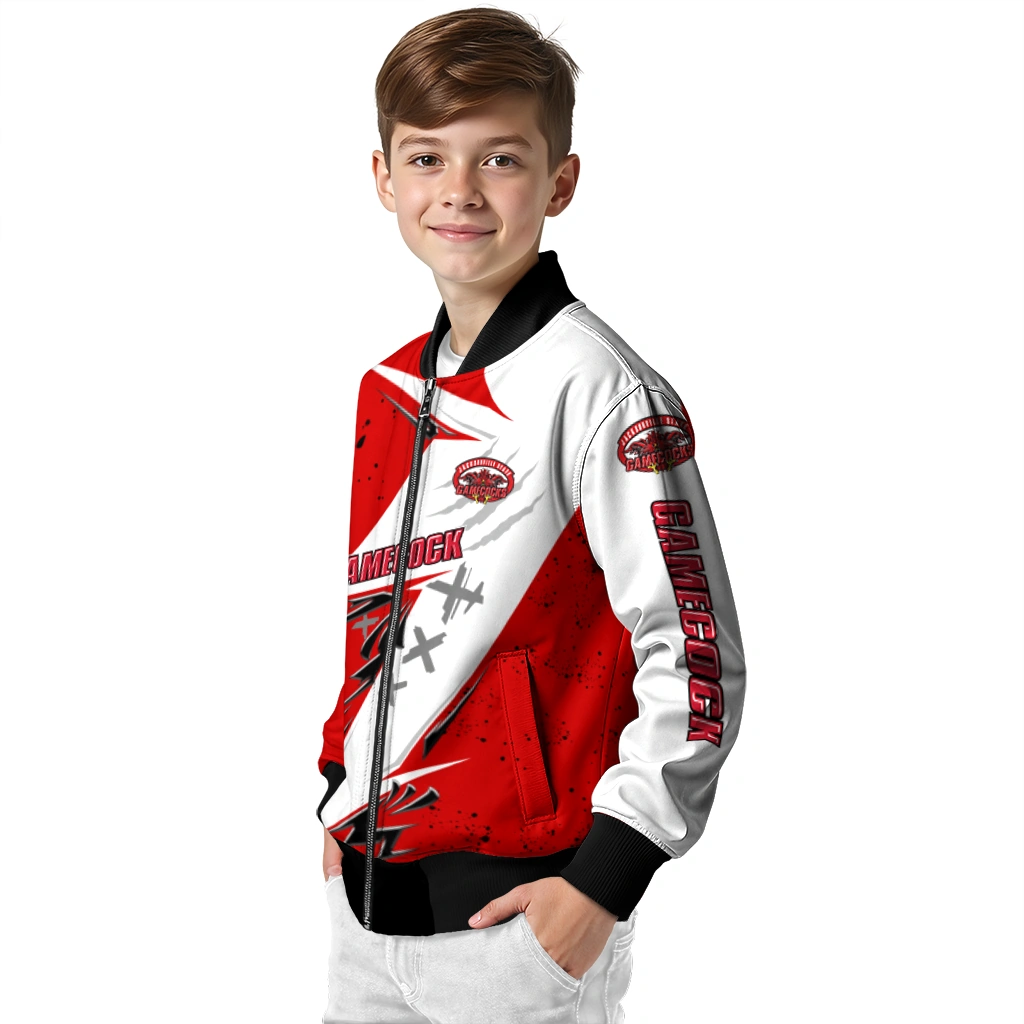 jacksonville state gamecocks ripped bolt red white bomber jacket trendy jacksonville state gamecocks ripped bolt red white bomber jacket trendy