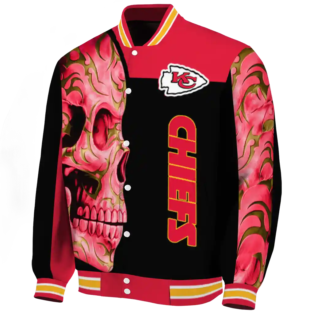 kansas city chiefs fire skull red black varsity jacket best selling kansas city chiefs fire skull red black varsity jacket best selling