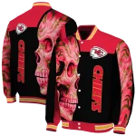 kansas city chiefs fire skull red black varsity jacket best selling