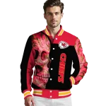 kansas city chiefs fire skull red black varsity jacket best selling
