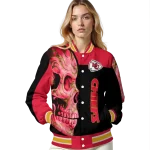 kansas city chiefs fire skull red black varsity jacket best selling