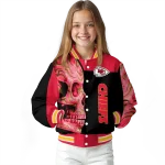 kansas city chiefs fire skull red black varsity jacket best selling