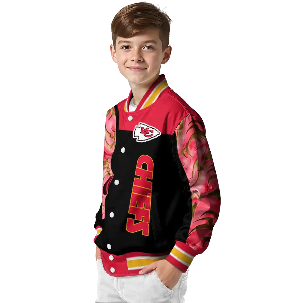 kansas city chiefs fire skull red black varsity jacket trendy kansas city chiefs fire skull red black varsity jacket trendy