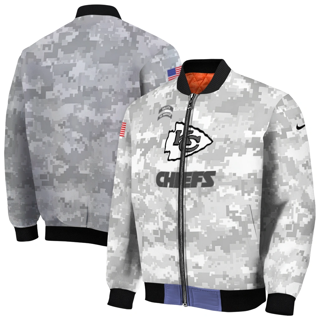 kansas city chiefs gray camouflage gray bomber jacket best selling kansas city chiefs gray camouflage gray bomber jacket best selling