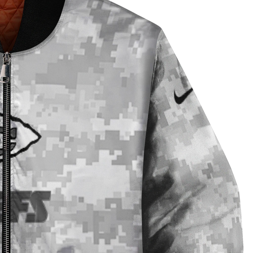 kansas city chiefs gray camouflage gray bomber jacket premium grade kansas city chiefs gray camouflage gray bomber jacket premium grade