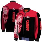 kansas city chiefs intricate skull red black bomber jacket best selling