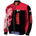 kansas city chiefs intricate skull red black bomber jacket best selling