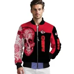 kansas city chiefs intricate skull red black bomber jacket best selling