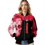 kansas city chiefs intricate skull red black bomber jacket best selling