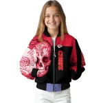 kansas city chiefs intricate skull red black bomber jacket best selling