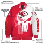 kansas city chiefs skull outline red white varsity jacket best selling