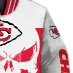 kansas city chiefs skull outline red white varsity jacket best selling