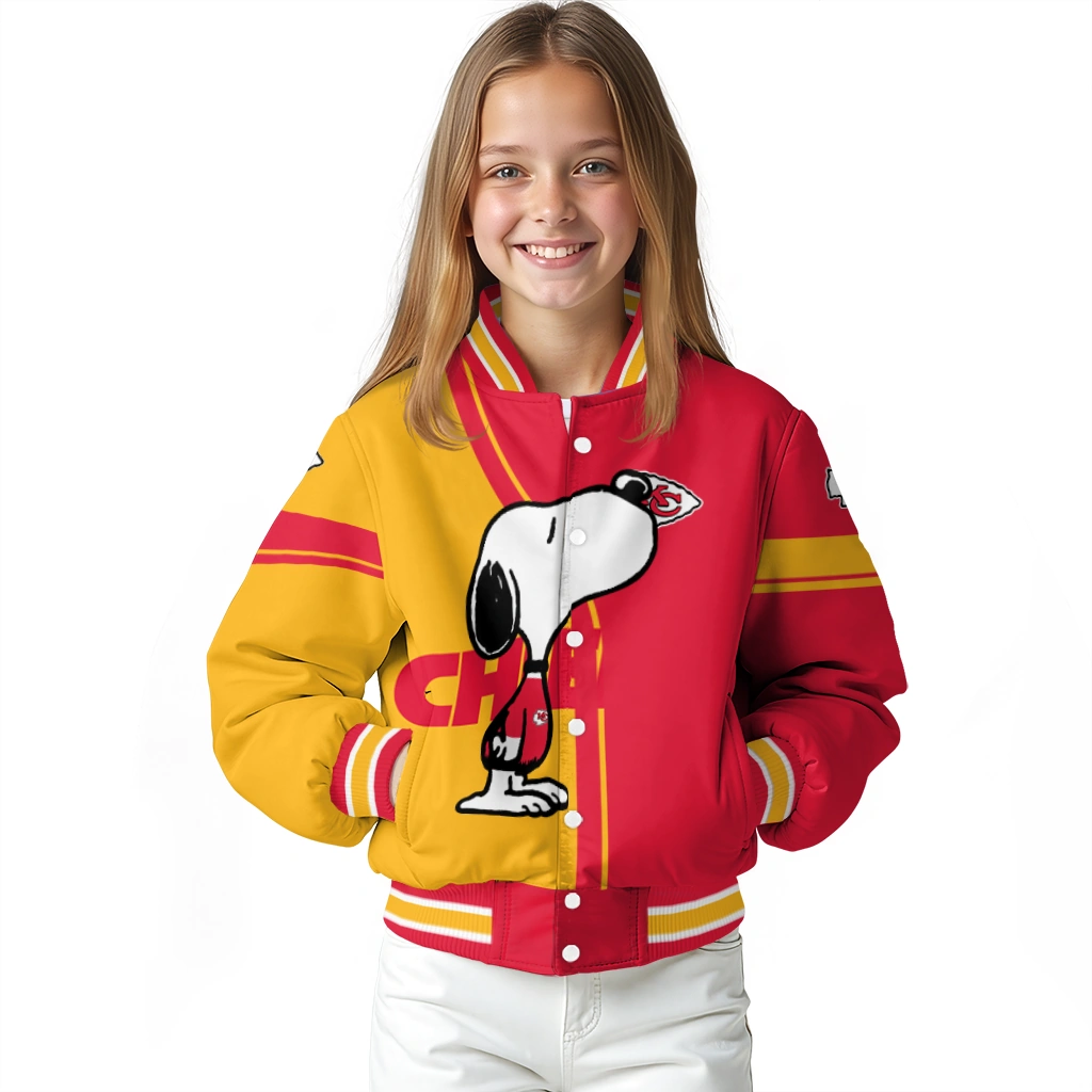 kansas city chiefs snoopy attitude red varsity jacket top rated kansas city chiefs snoopy attitude red varsity jacket top rated