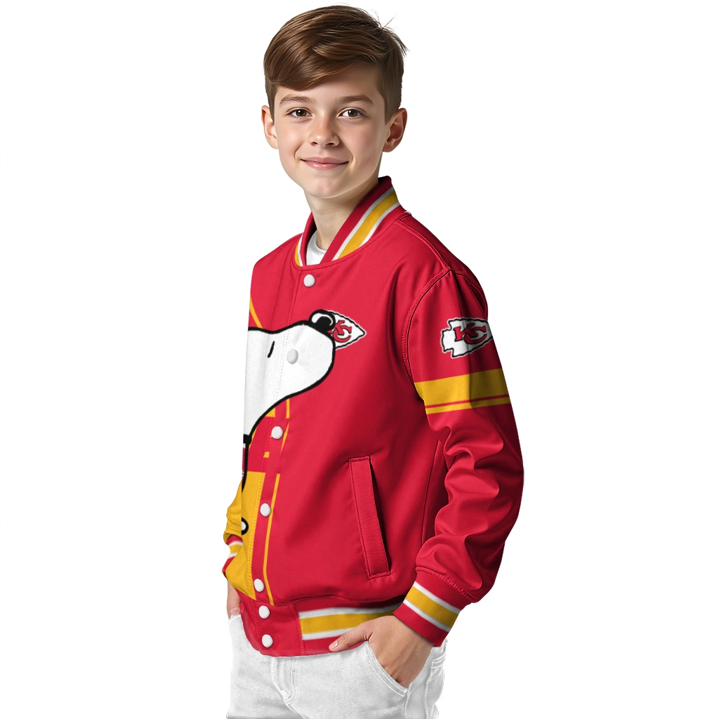 kansas city chiefs snoopy attitude red varsity jacket trendy kansas city chiefs snoopy attitude red varsity jacket trendy