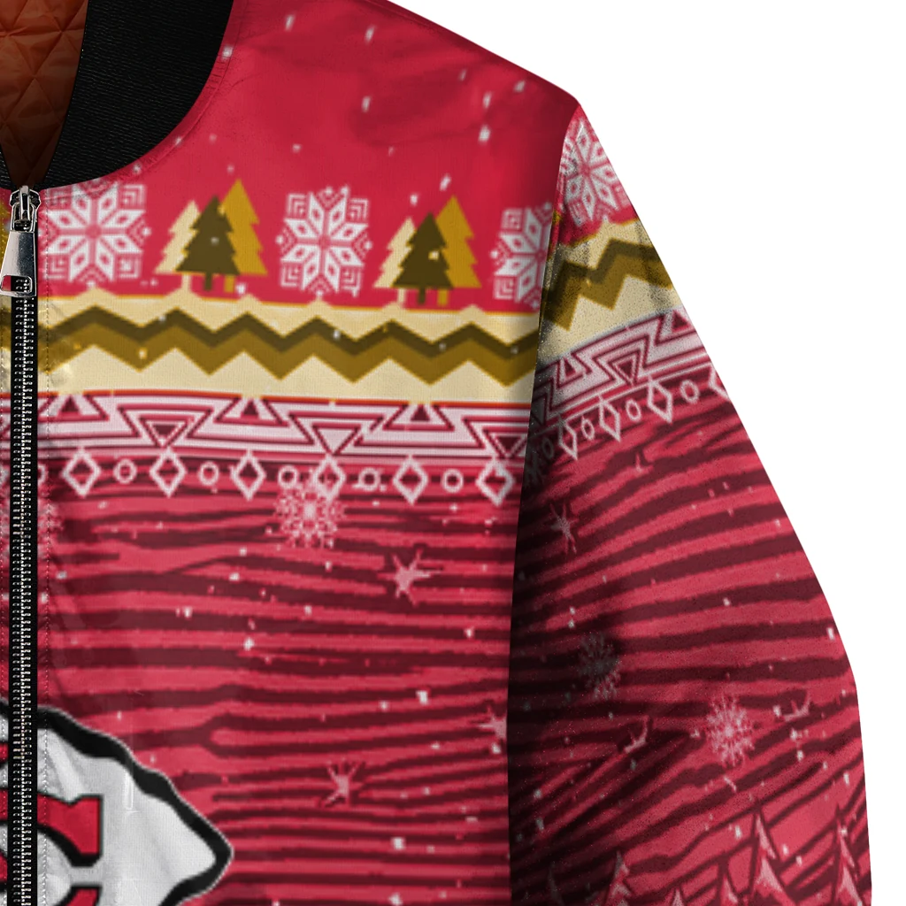 kansas city chiefs snowy pines red bomber jacket premium grade kansas city chiefs snowy pines red bomber jacket premium grade