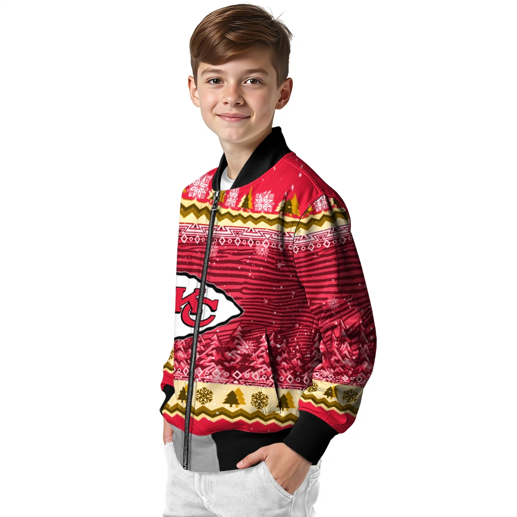 kansas city chiefs snowy pines red bomber jacket trendy kansas city chiefs snowy pines red bomber jacket trendy