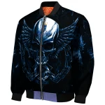 kansas city royals skull bite royal blue black bomber jacket best selling