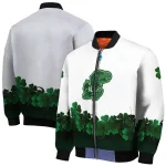 kansas jayhawks clovers pattern white green bomber jacket best selling