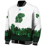 kansas jayhawks clovers pattern white green varsity jacket best selling