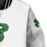 kansas jayhawks clovers pattern white green varsity jacket best selling