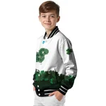 kansas jayhawks clovers pattern white green varsity jacket best selling
