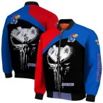 kansas jayhawks edgy mask blue black bomber jacket best selling