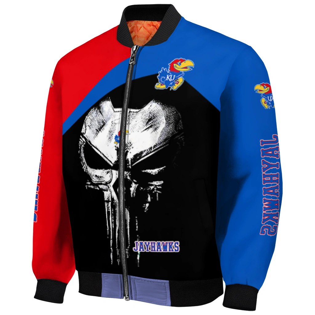 kansas jayhawks edgy mask blue black bomber jacket fashion forward kansas jayhawks edgy mask blue black bomber jacket fashion forward