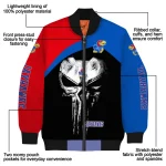 kansas jayhawks edgy mask blue black bomber jacket best selling