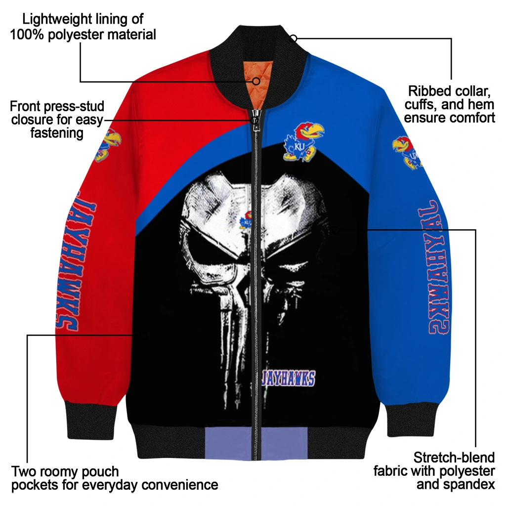 kansas jayhawks edgy mask blue black bomber jacket new arrival kansas jayhawks edgy mask blue black bomber jacket new arrival