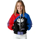 kansas jayhawks edgy mask blue black bomber jacket best selling