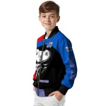 kansas jayhawks edgy mask blue black bomber jacket best selling