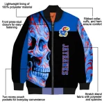 kansas jayhawks fire skull blue black bomber jacket best selling