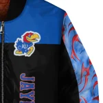 kansas jayhawks fire skull blue black bomber jacket best selling