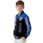 kansas jayhawks fire skull blue black bomber jacket best selling