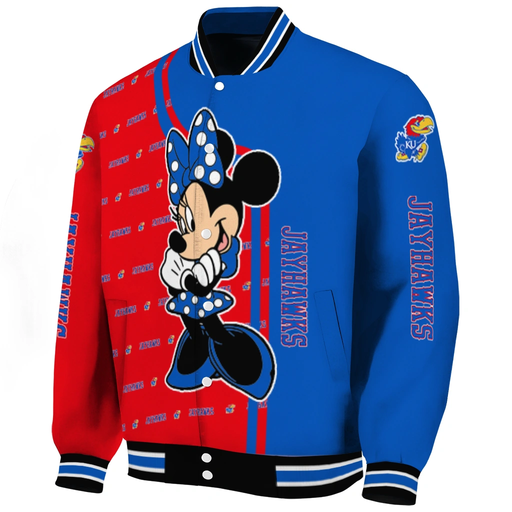 kansas jayhawks minnie mouse blue varsity jacket best selling kansas jayhawks minnie mouse blue varsity jacket best selling