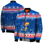 kansas jayhawks snowy pines blue bomber jacket best selling