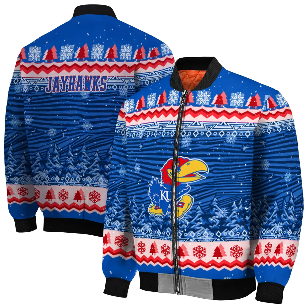 kansas jayhawks snowy pines blue bomber jacket best selling kansas jayhawks snowy pines blue bomber jacket best selling