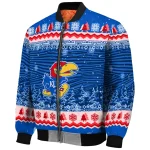 kansas jayhawks snowy pines blue bomber jacket best selling