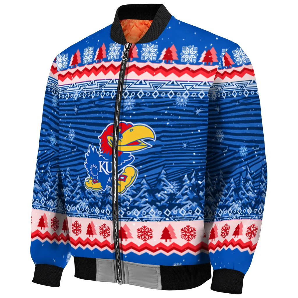 kansas jayhawks snowy pines blue bomber jacket fashion forward kansas jayhawks snowy pines blue bomber jacket fashion forward