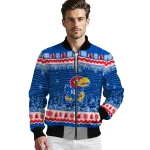kansas jayhawks snowy pines blue bomber jacket best selling