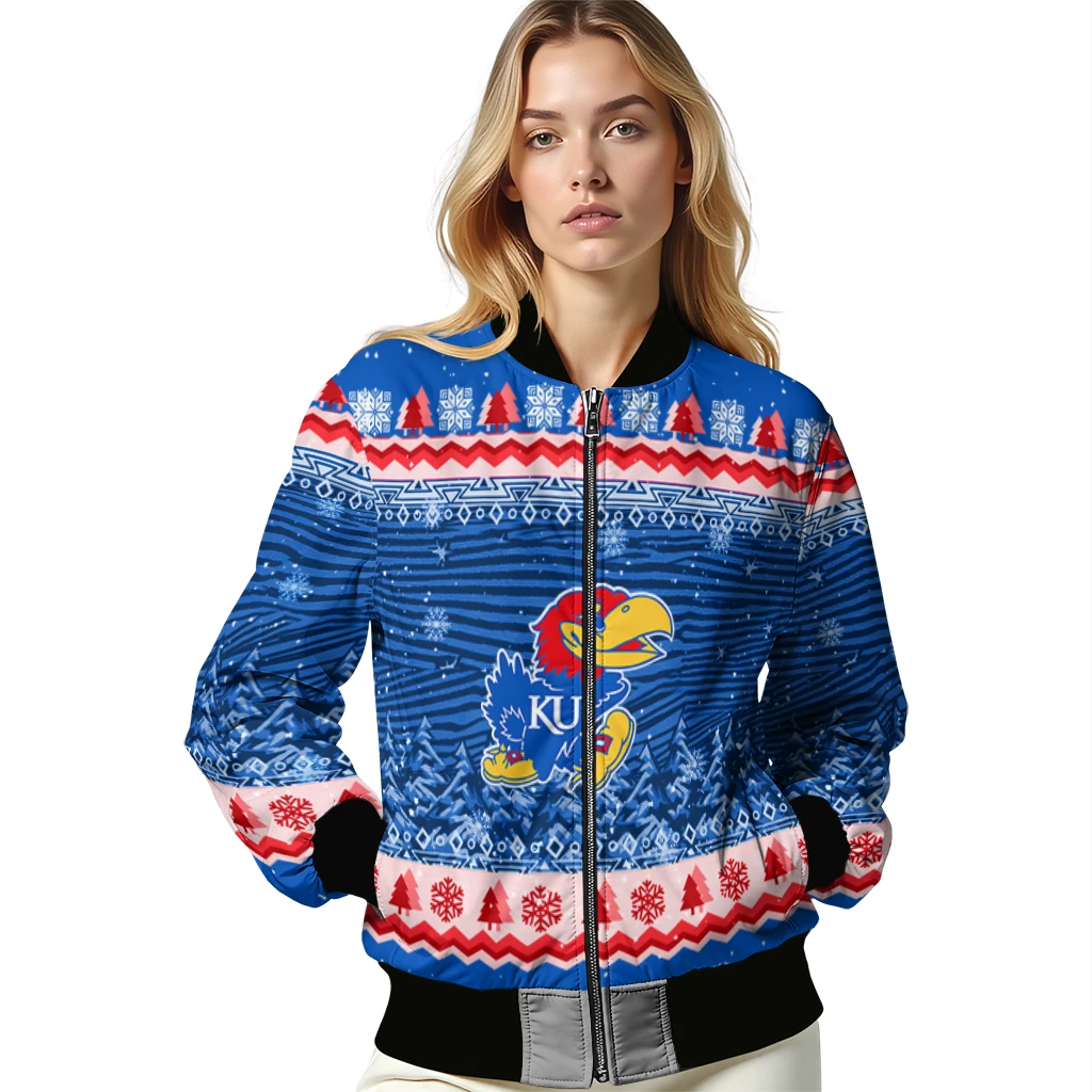 kansas jayhawks snowy pines blue bomber jacket latest model kansas jayhawks snowy pines blue bomber jacket latest model