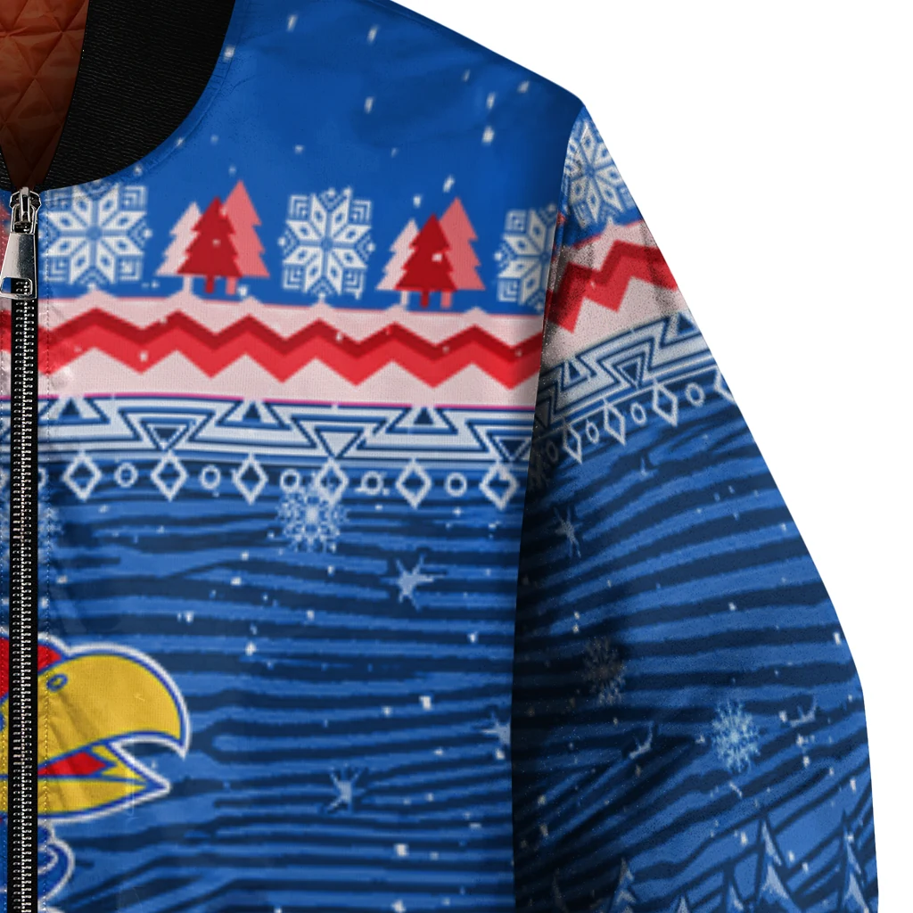 kansas jayhawks snowy pines blue bomber jacket premium grade kansas jayhawks snowy pines blue bomber jacket premium grade