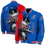 kansas jayhawks spooky grin blue varsity jacket best selling